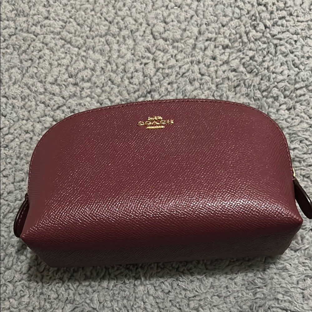 Coach Burgundy Leather Cosmetic Bag